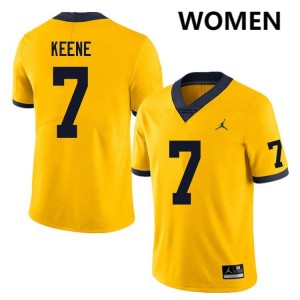 #7 Mikey Keene Michigan Wolverines Yellow Women Jersey Embroidery College Football 385764-828