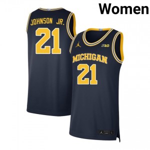 #21 Morez Johnson Jr. Michigan Navy Womens Jersey Official College Basketball 153004-735