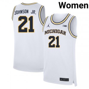 #21 Morez Johnson Jr. Michigan White Women's Jersey Alumni College Basketball 582176-988