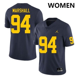 #94 Nate Marshall Michigan Navy Womens Jerseys Limited College Football 852638-952