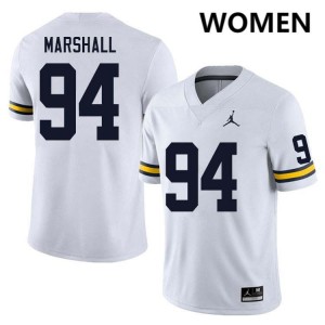 #94 Nate Marshall Michigan Wolverines White Womens Jersey Stitched College Football 874106-573