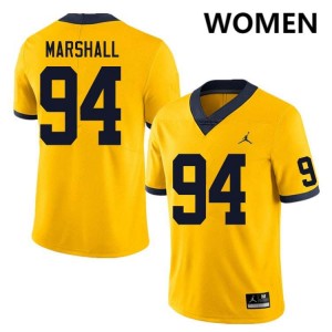 #94 Nate Marshall Michigan Wolverines Yellow Women's Jersey NCAA College Football 975364-649