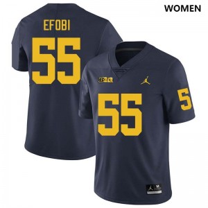 #55 Nathan Efobi Michigan Wolverines Navy Women's Jersey 2025-26 College Football 435426-771