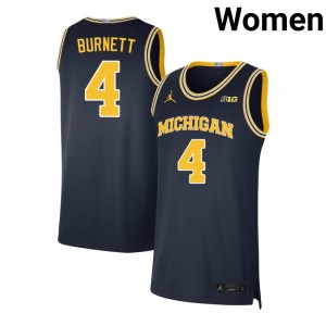 #4 Nimari Burnett Michigan Wolverines Navy Womens Jersey University College Basketball 804925-852