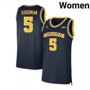 #5 Oscar Goodman Michigan Navy Womens Jersey University College Basketball 863763-408