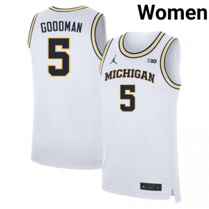 #5 Oscar Goodman Michigan White Women Jersey Stitched College Basketball 759204-338