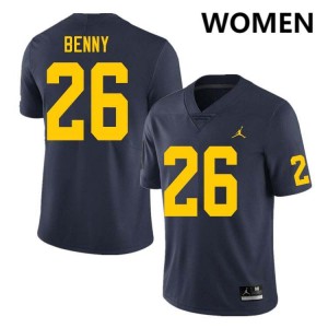 #26 Rayshaun Benny Michigan Wolverines Navy Women's Jersey Limited College Football 543399-391