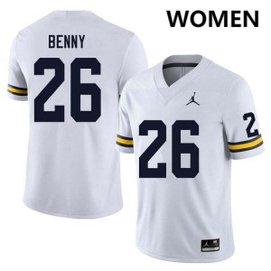 #26 Rayshaun Benny Wolverines White Women Jersey Stitched College Football 873643-918