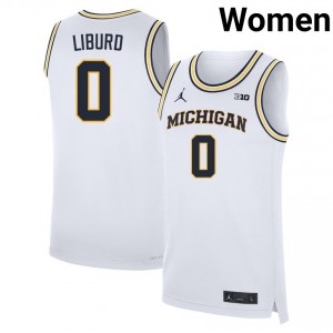 #0 Ricky Liburd Michigan White Womens Jerseys 2025-26 College Basketball 246536-816