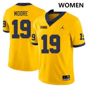 #19 Rod Moore University of Michigan Yellow Women's Jersey University College Football 328331-327