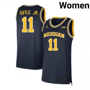 #11 Roddy Gayle Jr. Michigan Navy Women Jerseys Official College Basketball 857621-338