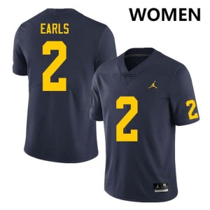 #2 Shamari Earls University of Michigan Navy Women's Jerseys Embroidery College Football 194617-717