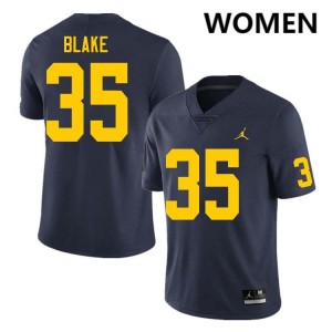 #35 Stuart Blake University of Michigan Navy Women's Jerseys NCAA College Football 731612-952