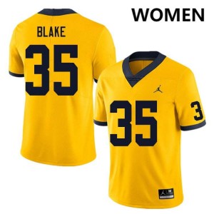 #35 Stuart Blake Michigan Yellow Women Jersey 2025-26 College Football 935292-328