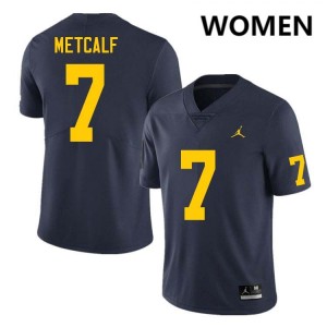 #7 TJ Metcalf University of Michigan Navy Womens Jersey 2025 College Football 727554-640