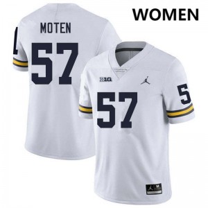 #57 Travis Moten Wolverines White Womens Jersey Stitched College Football 466566-259