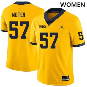 #57 Travis Moten Michigan Yellow Womens Jersey NCAA College Football 961540-920