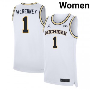 #1 Trey McKenney Michigan Wolverines White Women Jersey Alumni College Basketball 269856-643