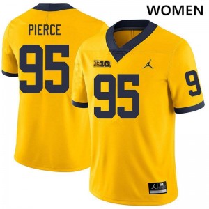 #95 Trey Pierce University of Michigan Yellow Women Jersey 2025 College Football 462596-157