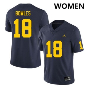 #18 Troy Bowles University of Michigan Navy Women's Jersey NCAA College Football 418365-212