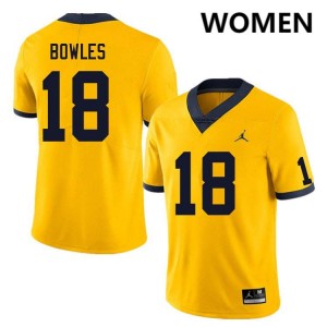 #18 Troy Bowles Wolverines Yellow Women's Jerseys 2025-26 College Football 236992-719