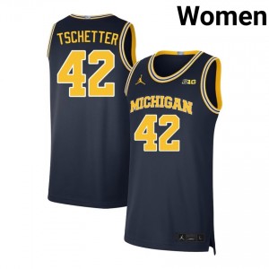 #42 Will Tschetter Michigan Wolverines Navy Womens Jerseys NCAA College Basketball 703724-312
