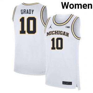 #10 Winters Grady University of Michigan White Women Jerseys University College Basketball 233950-115