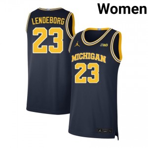 #23 Yaxel Lendeborg Wolverines Navy Womens Jerseys Limited College Basketball 166347-499