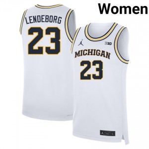 #23 Yaxel Lendeborg University of Michigan White Womens Jerseys NCAA College Basketball 435154-221