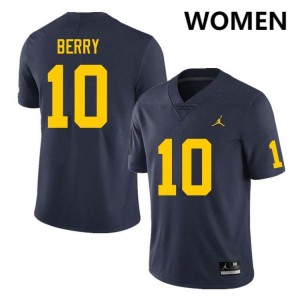 #10 Zeke Berry Wolverines Navy Women Jerseys Game College Football 354623-532