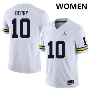 #10 Zeke Berry Michigan White Women's Jersey Player College Football 777720-226
