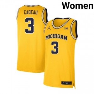 #3 Elliot Cadeau Michigan Wolverines Maize Womens Jersey 2025 College Basketball 122261-165