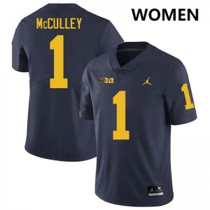 #1 Donaven McCulley Michigan Wolverines Navy Womens Jersey High School College Football 364280-268