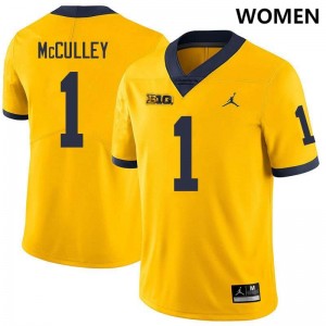 #1 Donaven McCulley Michigan Yellow Women Jersey Limited College Football 949354-277