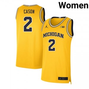 #2 L.J. Cason Michigan Maize Womens Jerseys Limited College Basketball 138695-552