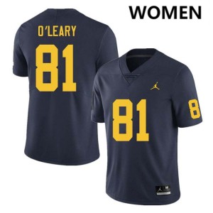 #81 Peyton O'Leary Michigan Wolverines Navy Women Jersey NCAA College Football 541268-181
