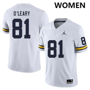 #81 Peyton O'Leary Michigan Wolverines White Women's Jerseys Limited College Football 896178-899