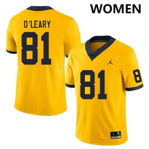 #81 Peyton O'Leary Wolverines Yellow Womens Jersey University College Football 689679-440