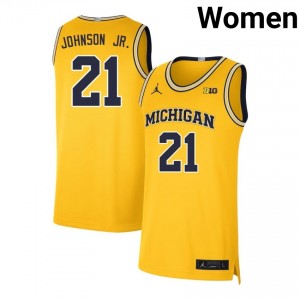 #21 Morez Johnson Jr. Michigan Wolverines Maize Women Jersey Game College Basketball 833321-460