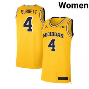#4 Nimari Burnett University of Michigan Maize Womens Jerseys High School College Basketball 870631-299