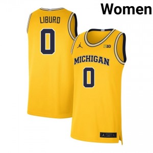 #0 Ricky Liburd Michigan Maize Women Jersey Official College Basketball 681687-969