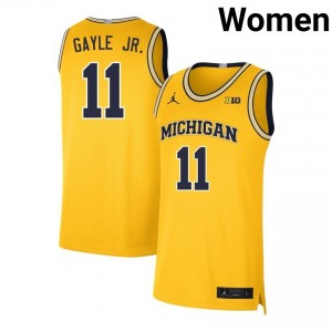 #11 Roddy Gayle Jr. Michigan Maize Women's Jersey NCAA College Basketball 270153-289
