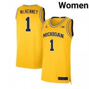 #1 Trey McKenney Michigan Maize Women Jerseys NCAA College Basketball 254642-725