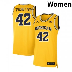 #42 Will Tschetter Wolverines Maize Women Jerseys 2025 College Basketball 367009-722