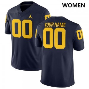 #00 Custom Michigan Wolverines Navy Women Jersey Official College Football 869101-122