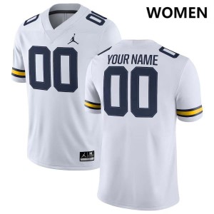 #00 Custom Michigan White Women's Jerseys High School College Football 824702-473