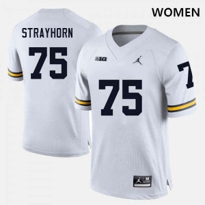 #75 Kaden Strayhorn Michigan White Women Jerseys High School College Football 940690-631