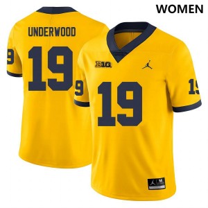 #19 Bryce Underwood Michigan Yellow Women Jersey Official College Football 612294-510