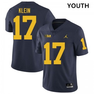 #17 Marlin Klein University of Michigan Navy Youth Jersey Alumni College Football 856718-180