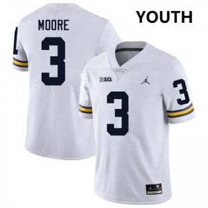 #3 Fredrick Moore Michigan Wolverines White Youth Jerseys NCAA College Football 545571-134